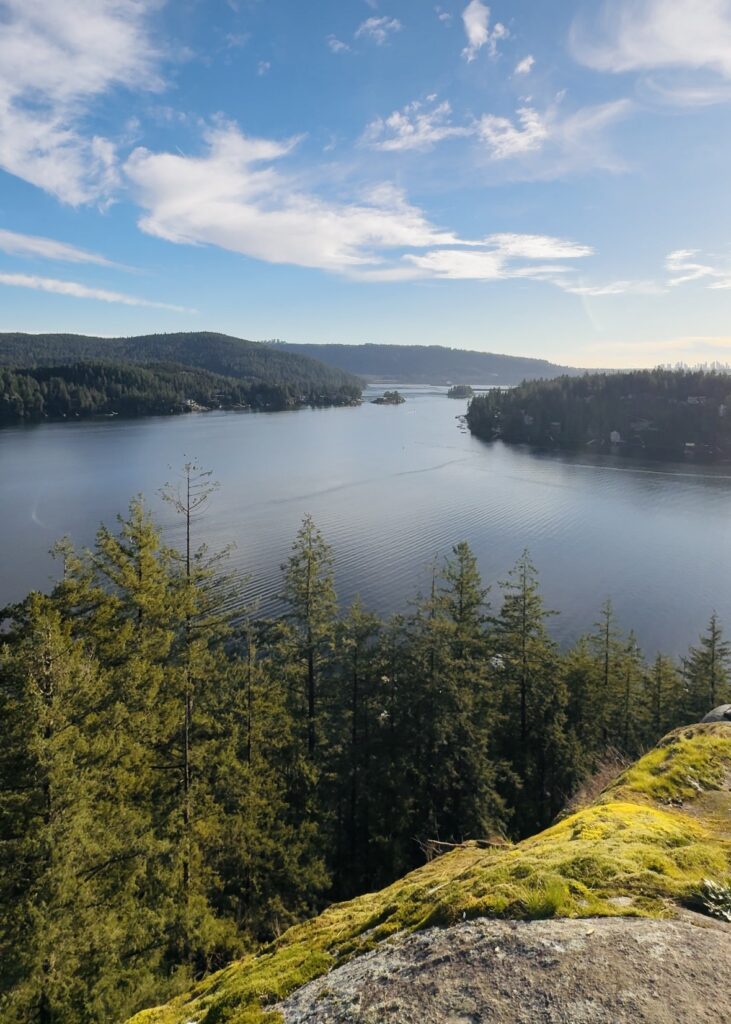 Quarry Rock summit overlooking Deep Cove in North Vancouver, BC