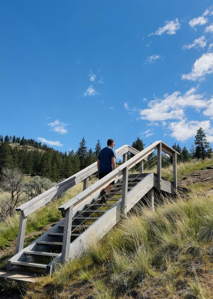 Hiking up towards Giants Head Mountain summit in Summerland, British Columbia