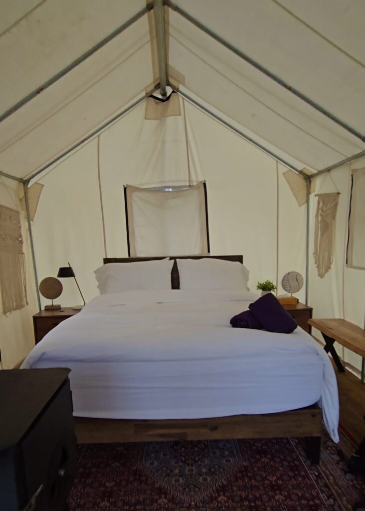 Inside of a Glamping Tent at Chute Lake Lodge in Naramata British Columbia