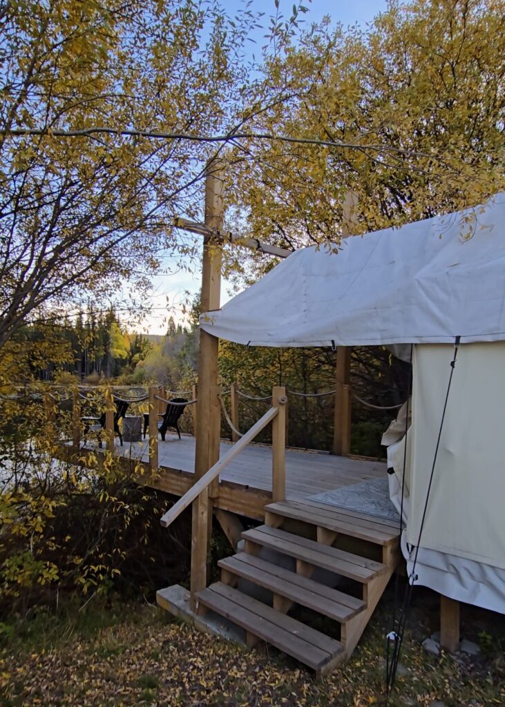 A Glamping Tent at Chute Lake Lodge in Naramata British Columbia